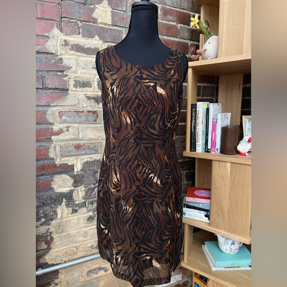 Rabbit Rabbit Rabbit Vintage Tiger Stripe Brown and Black Midi Dress Size 6
